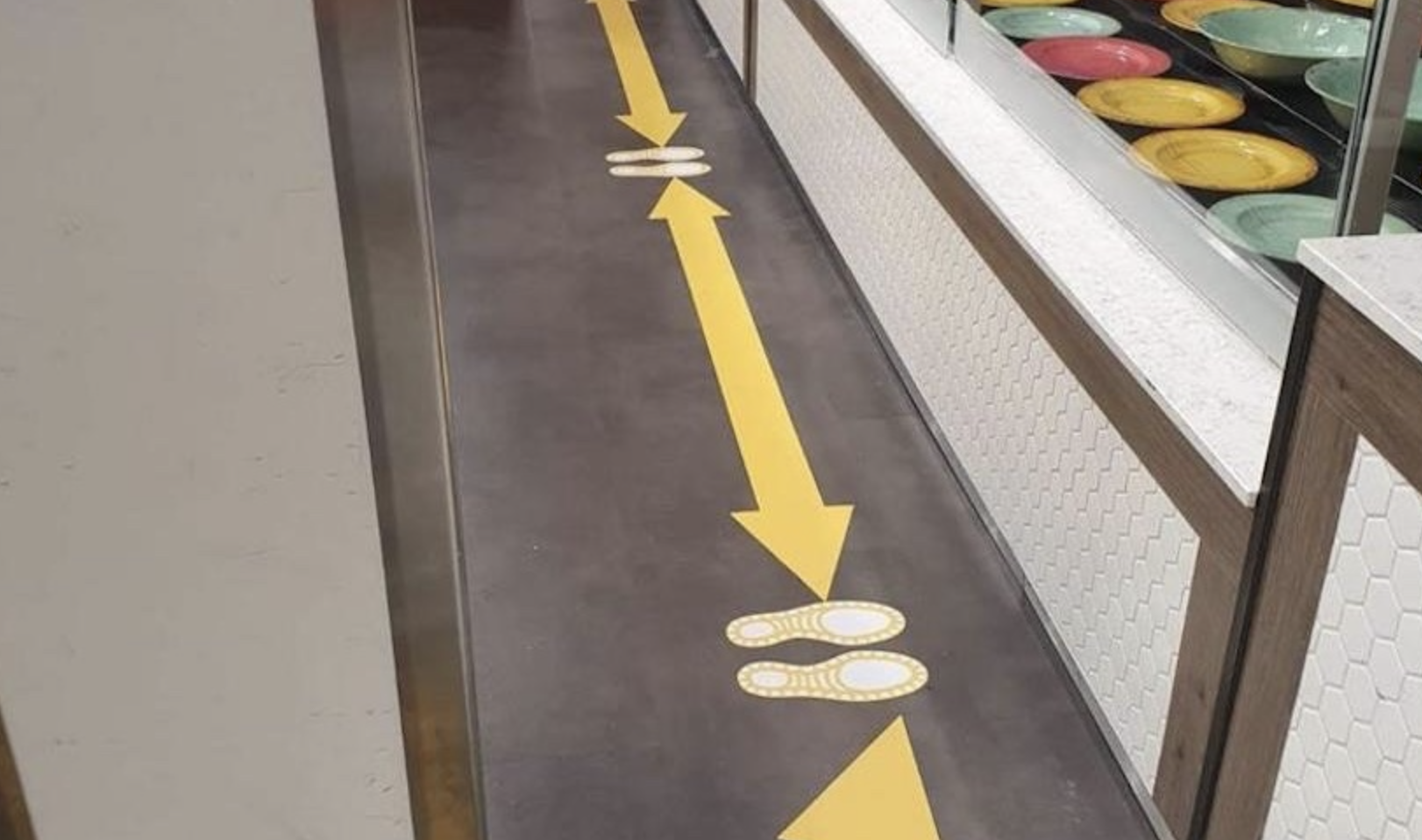 social distancing signage - concrete and outdoor social distancing floor decals