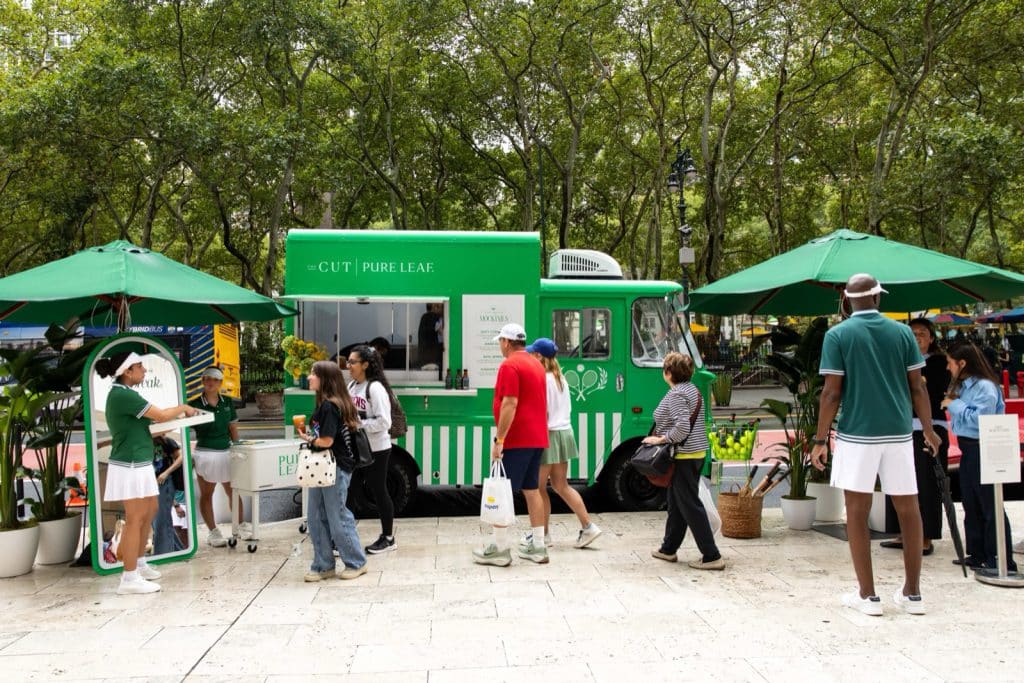 The Cut x Pure Leaf mocktail truck activation in Bryant Park during the US Open