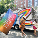 Mobile branded food truck activation - NVS promo fleet. Pride parade vehicle