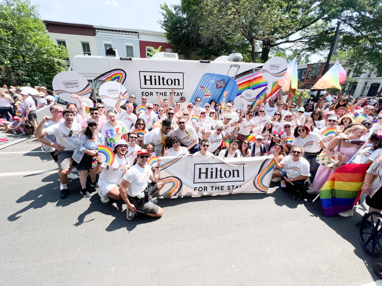 Mobile Tour Branded Food Truck Pride Event Hilton Mobile branded food truck activation - NVS promo fleet. Pride parade vehicle