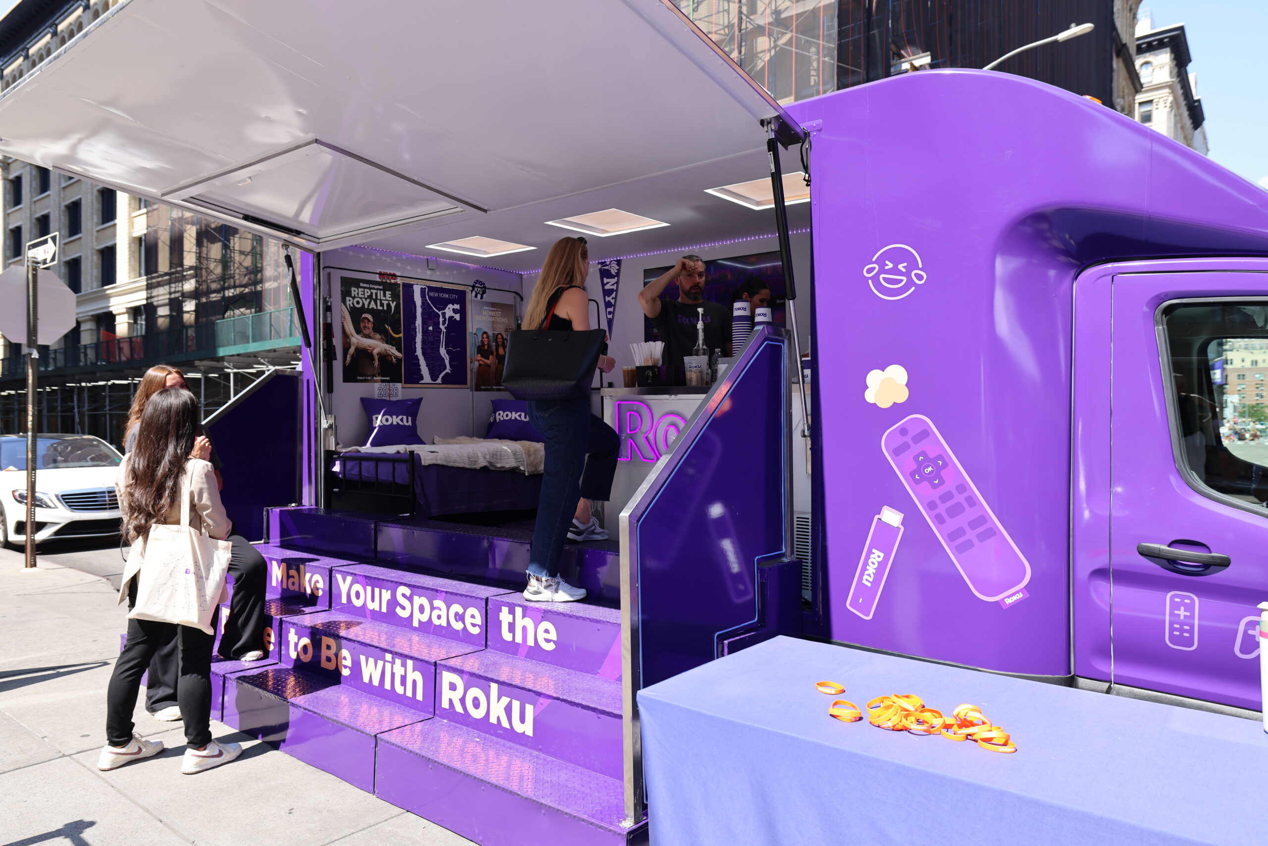 promo van branded pop up activation coffee pop up van with platform