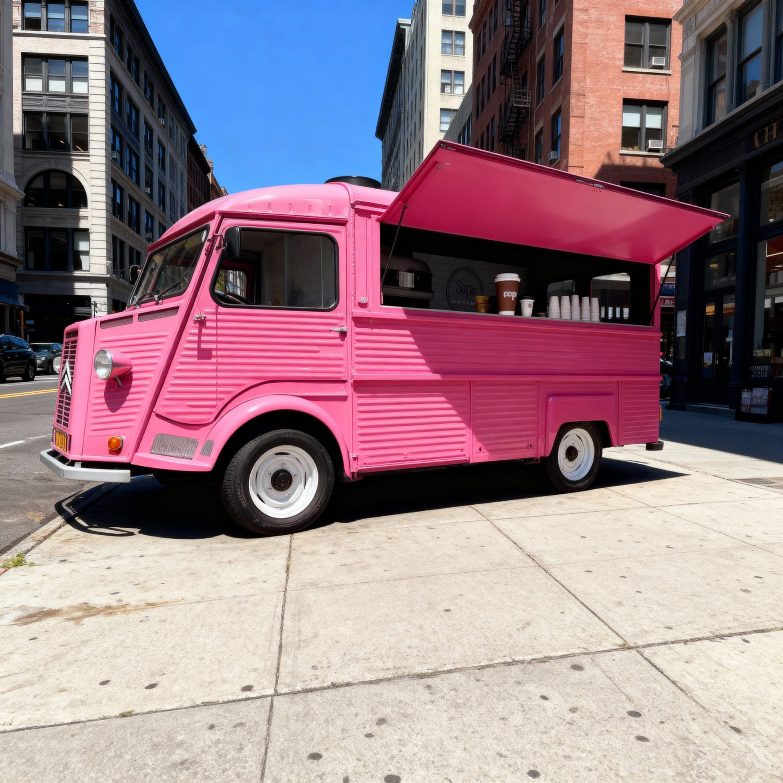 citroen-food-truck-activations-nvs-11 Street-legal Citroën HY truck used for branded food truck activation with dual vending windows and custom wrap.