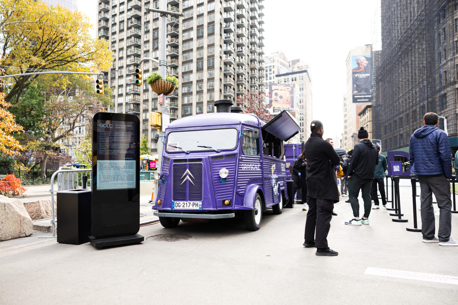 Citroen Esspresso Coffe Truck Holiday Pop Up Full experiential setup featuring Citroën coffee truck and modular container studio fabricated by NVS Visuals. Holiday truck pop up holiday activation Citroen food truck