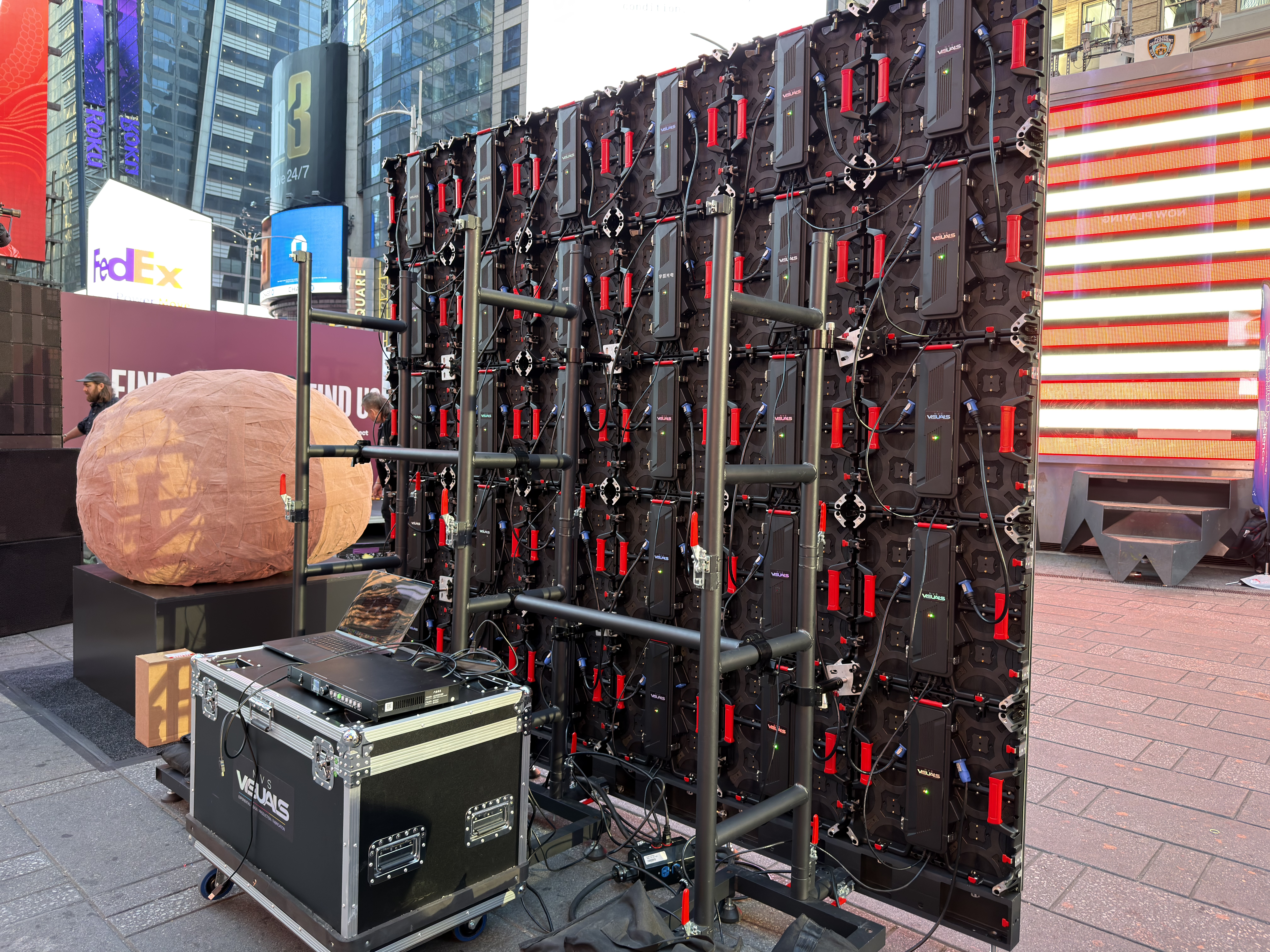 Led Video Wall Installation LED video wall installation back panel grid — NVS Visuals fabrication
