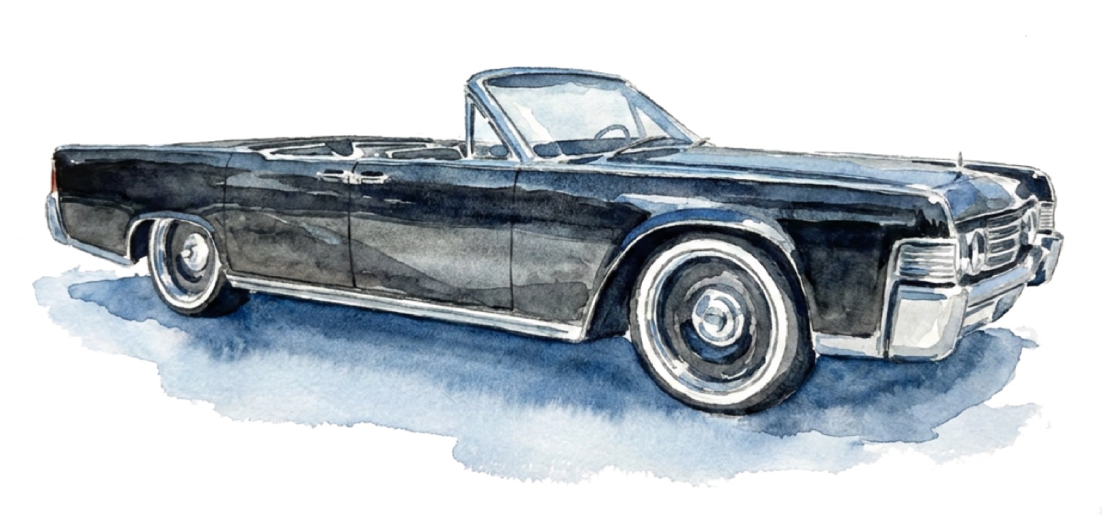 1964 Lincoln Continental Illustration Watercolor illustration of the 1964 Lincoln Continental convertible