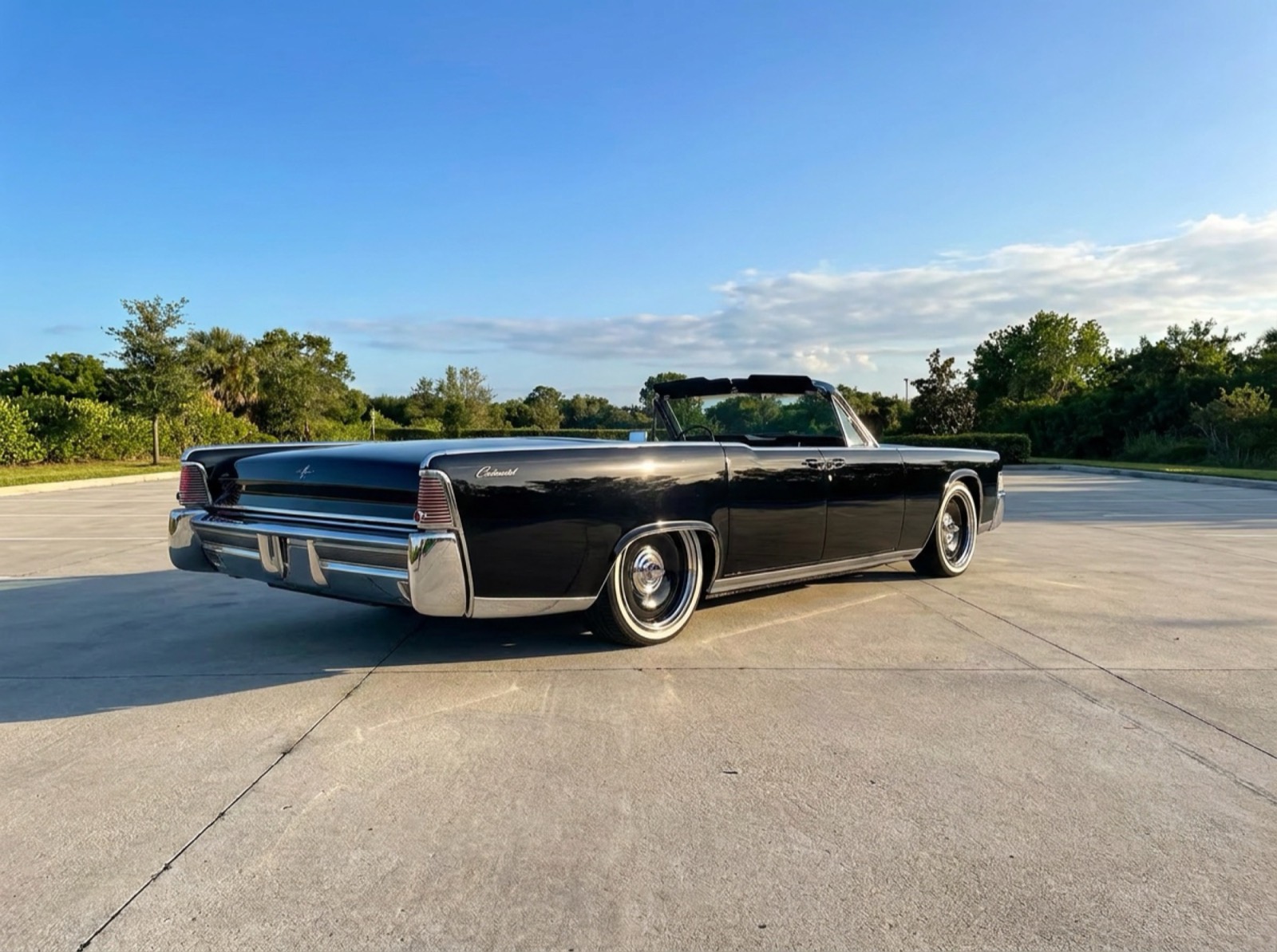 1964 Lincoln Continental Rear Quarter 1964 Lincoln Continental convertible rear quarter showing chrome trim and suicide-door lines