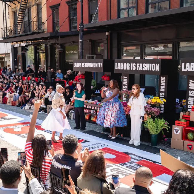 Labor is Art fashion show street takeover by NVS Visuals, Met Gala counter-protest