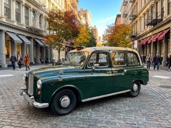 London Cab Activation Concept London cab branded and deployed on a SoHo cobblestone plaza