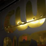 Close-up of 3D drip lettering on the Club Dirty Brew truck
