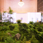 Moss garden and plexiglass tea pavilion, Tatcha pop-up fabrication at Grand Central Terminal Vanderbilt Hall by NVS Visuals