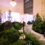 Overview of the Tatcha moss garden and tea pavilion in Vanderbilt Hall