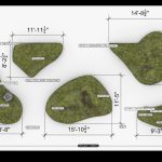 Shop drawing of the Tatcha moss garden landform sections with dimensions