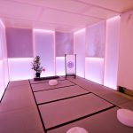 Inside the Tatcha tea room, a quiet space within Grand Central Terminal
