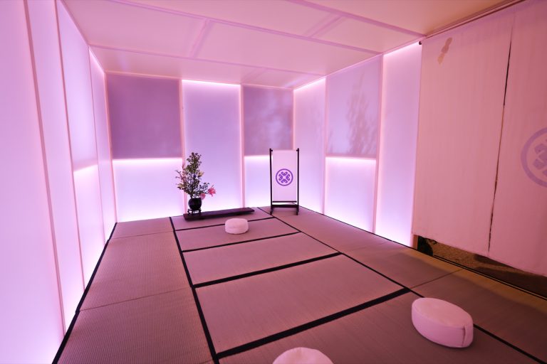 Inside the Tatcha tea room, a quiet space within Grand Central Terminal