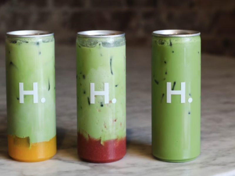 branded canned matcha lattes Branded canned matcha lattes with tinted bases