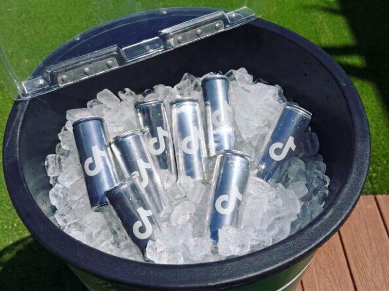 branded canned water Branded canned water on ice