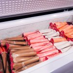 Five flavors of custom eos popsicles in the freezer