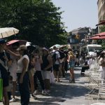 Line of guests along the street for Farmacy froyo