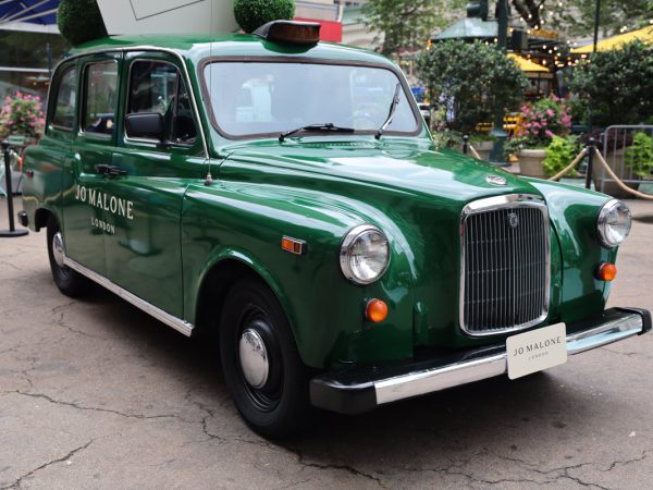 Jo Malone London cab gift box roof Jo Malone London branded London cab with gift-box roof install