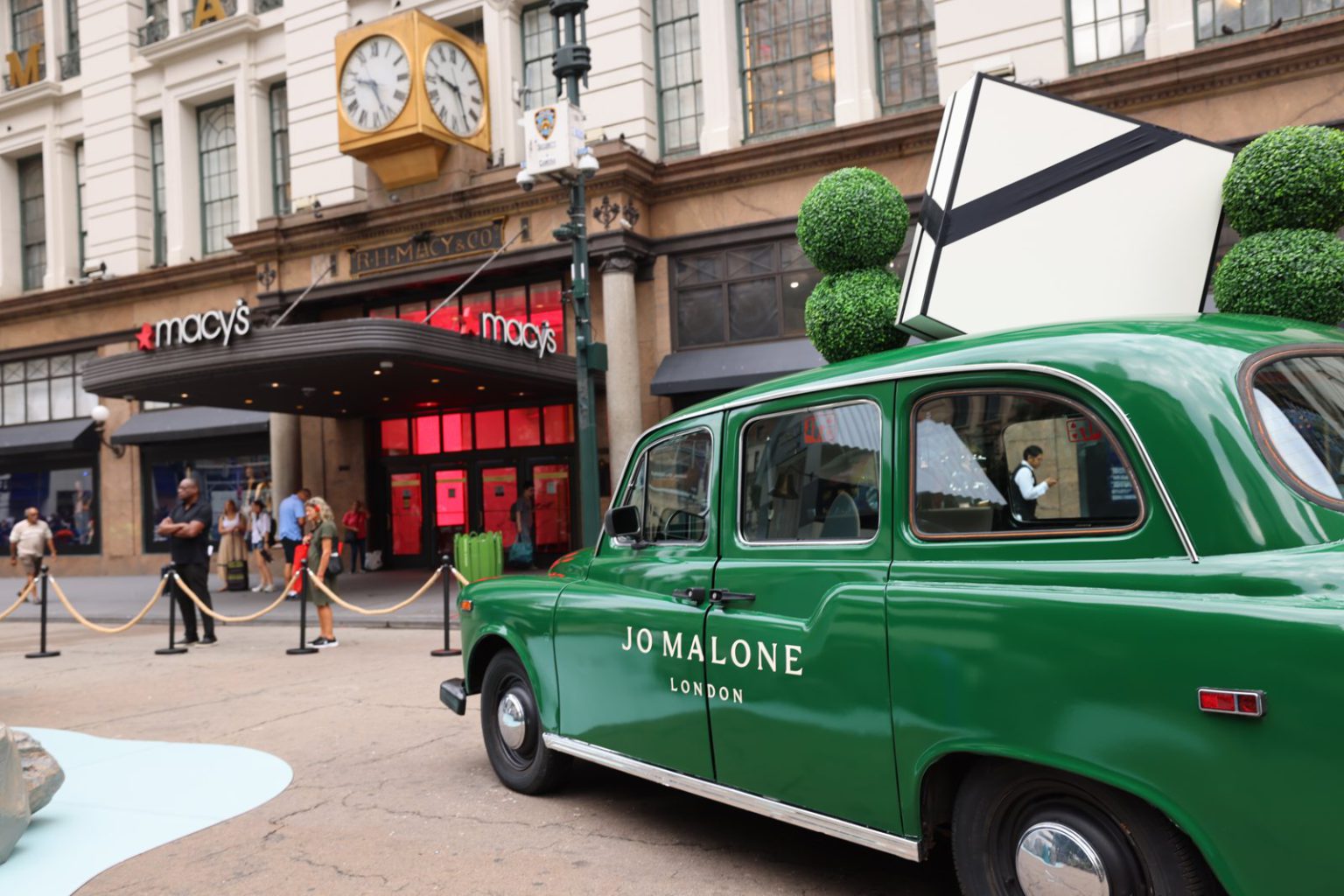 Jo Malone London cab at Macy's Herald Square Jo Malone London branded London taxi parked in front of Macy's Herald Square