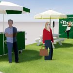 NVS Visuals 3D design render of the Nathan's Famous double-deck pop-up structure at Yankee Stadium